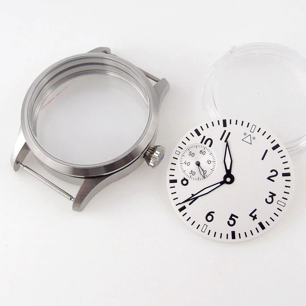 Stainless Steel 42mm Sterile Watch Case Hands Dial Fit for ETA 6497 ST 3600 Mineral Glass Black/Blue/Green/White