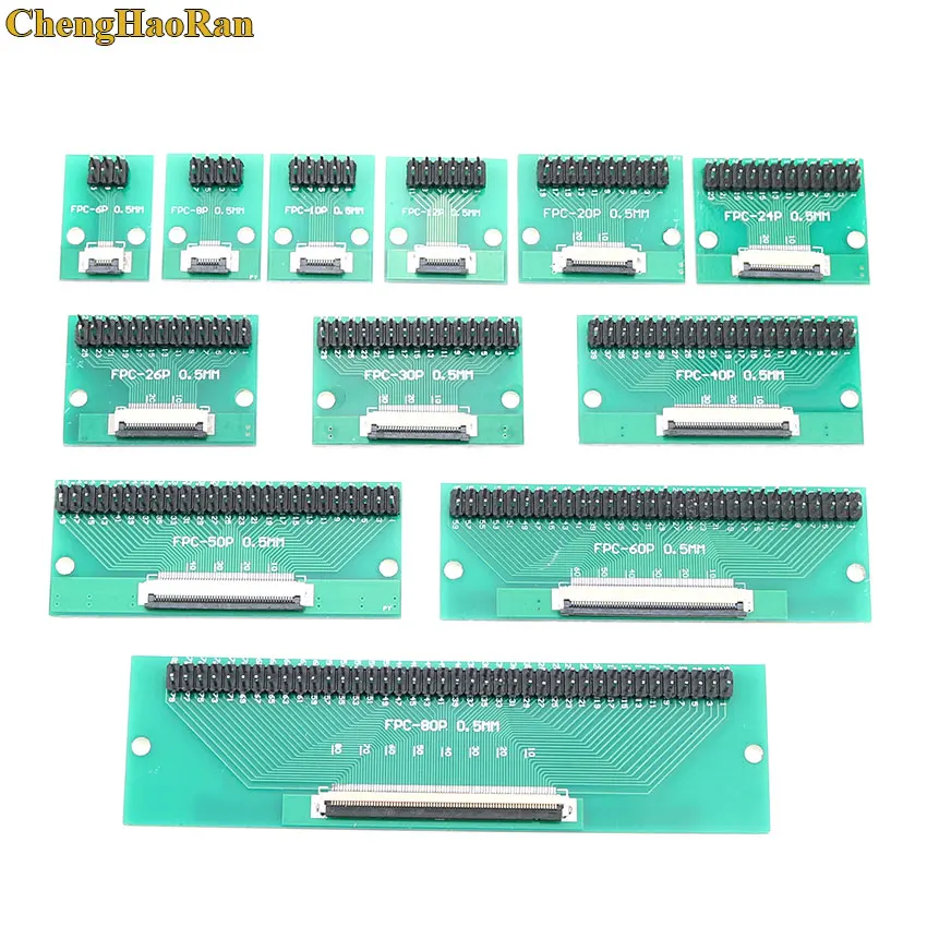 1pcs 0.5mm pitch Connector SMT Adapter to 2.54mm 1.00 inch pitch through hole FPC FFC Cable 6 8 10 12 20 24 30 40 50 60 80 PIN