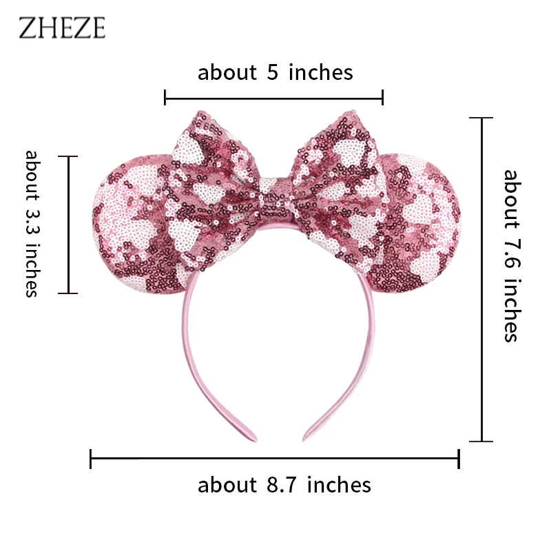 2024 Valentine\'s Day Mouse Ears Headband For Girls Women Sequins Love 5\