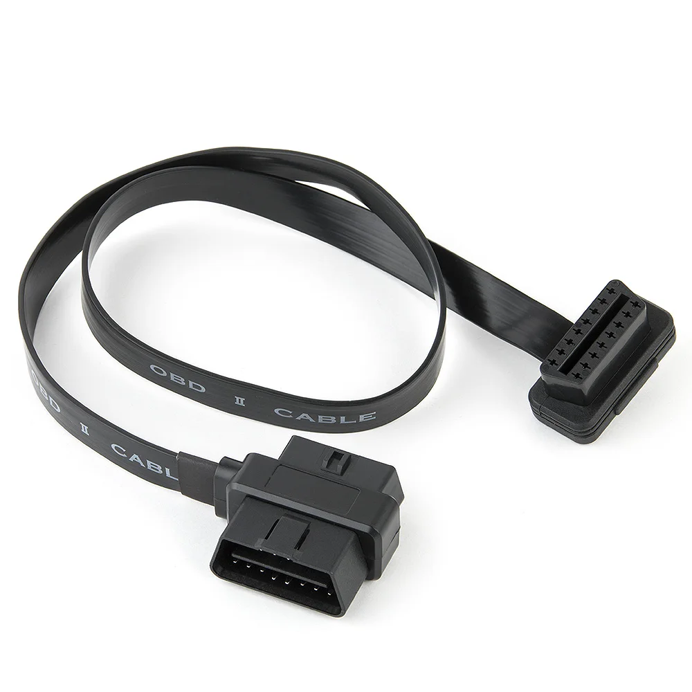 60cm 90 Degree Angle OBD2 16PIN Connector for Car Diagnostic Scanner OBD 16-PIN Extender Flat Thin 16 Core Splitter Adapter