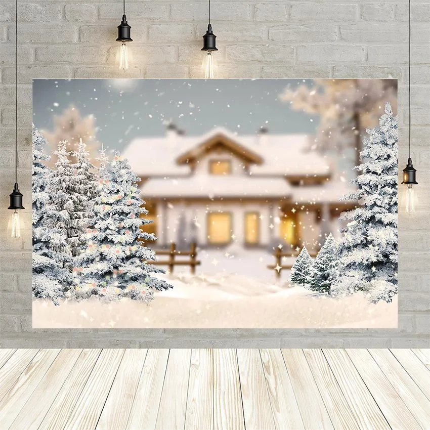 Avezano Winter Christmas Tree Snow Light Family Snowflakes Decor Baby Child Party Banner Backdrop Photo Background Custom Studio