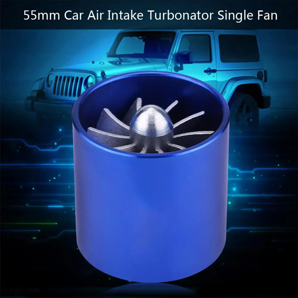 Universal Aluminium Alloy 55mm Car Air Intake Turbonator Single Fan Turbine Super Charger Gas Fuel Saver Turbo