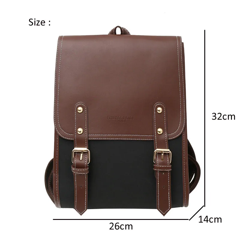 Retro Fashion Woman Backpack Pu Leather Big School Backpack Bags for Teenagers Girls 2021 Simple New Designer Hand Shoulder Bags