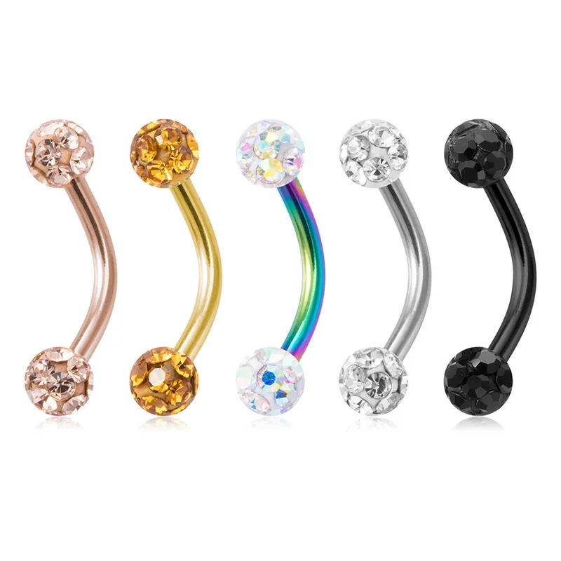 Bling Curved Barbell Eyebrow Rings Piercing