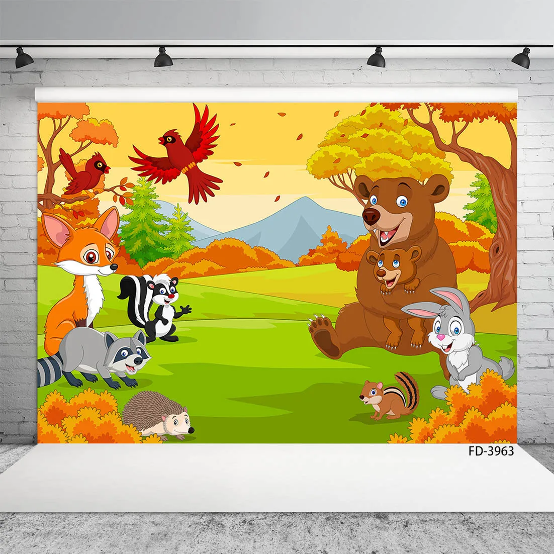 Cartoon Forest Animals Photographic Backgrounds Vinyl Cloth Backdrop for Children Baby Shower Birthday Photophone Photo Studio