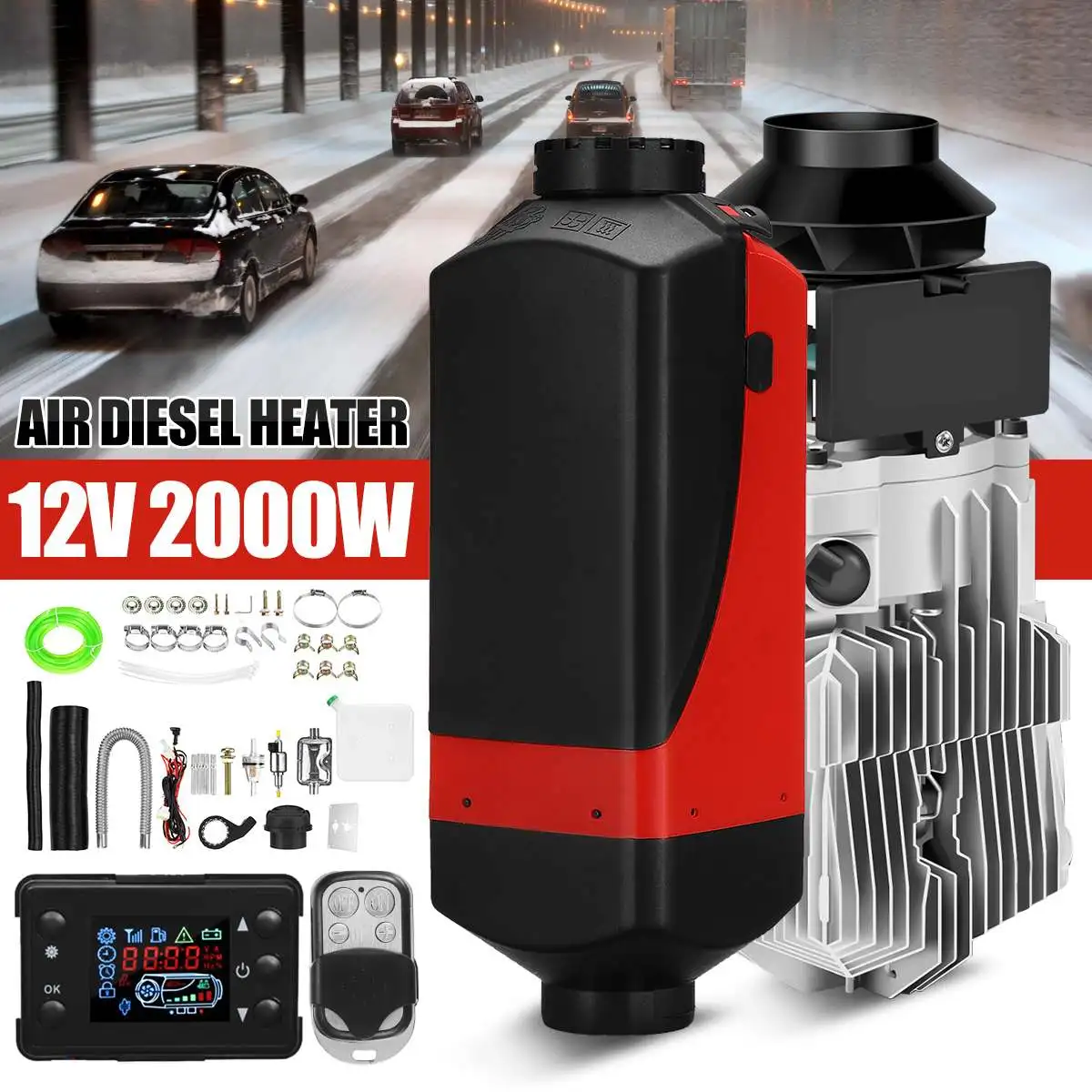 LCD Diesel Air Heater Silencer 12V 5KW 2KW 10L Tank Car Trucks Boat Motorhome Parking With Remote Control LCD Monitor for RV