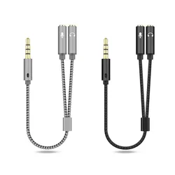 Headset Adapter Headphone Mic Y Splitter Cable 3.5mm AUX Stereo Audio Male to 2 Female Separate Audio Microphone Plugs