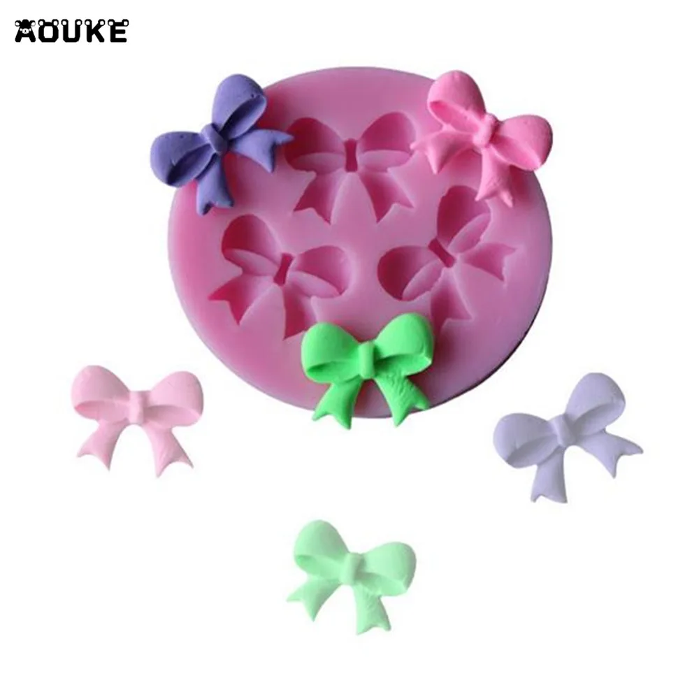 Aouke Bowknot Decorates the Kitchen Silicone Mold DIY Cake Baking Chocolate Cake Pudding Bowknot Mold Accessories Silicone Mold