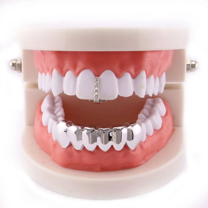 1 قطعة الذهب الفضة اللون Grillz الأسنان غطاء كريستال عصا شكل أعلى الأسنان حالة روك الهيب هوب غطاء الأسنان الشوايات الأقواس الأسنان ديكور #5