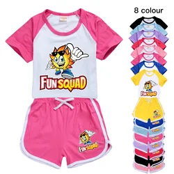 New Fun Squad game Toddler Boy Clothes Summer Pajamas Cotton Short Sleeve T Shirt + Shorts Costume Girls Casual Sportswear Set