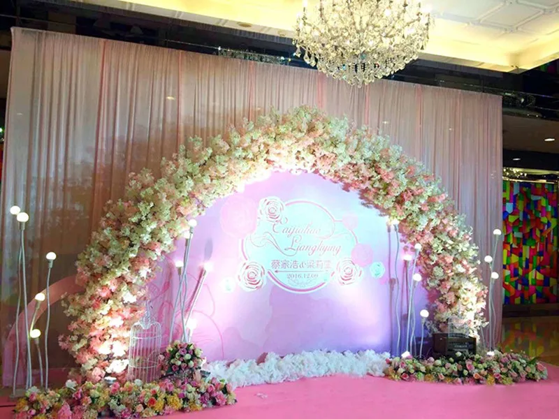 

4M Width Bridal Arch Frame Background Wedding Metal Round Backdrop Stand Cherry Blossom Flower Door Party Props