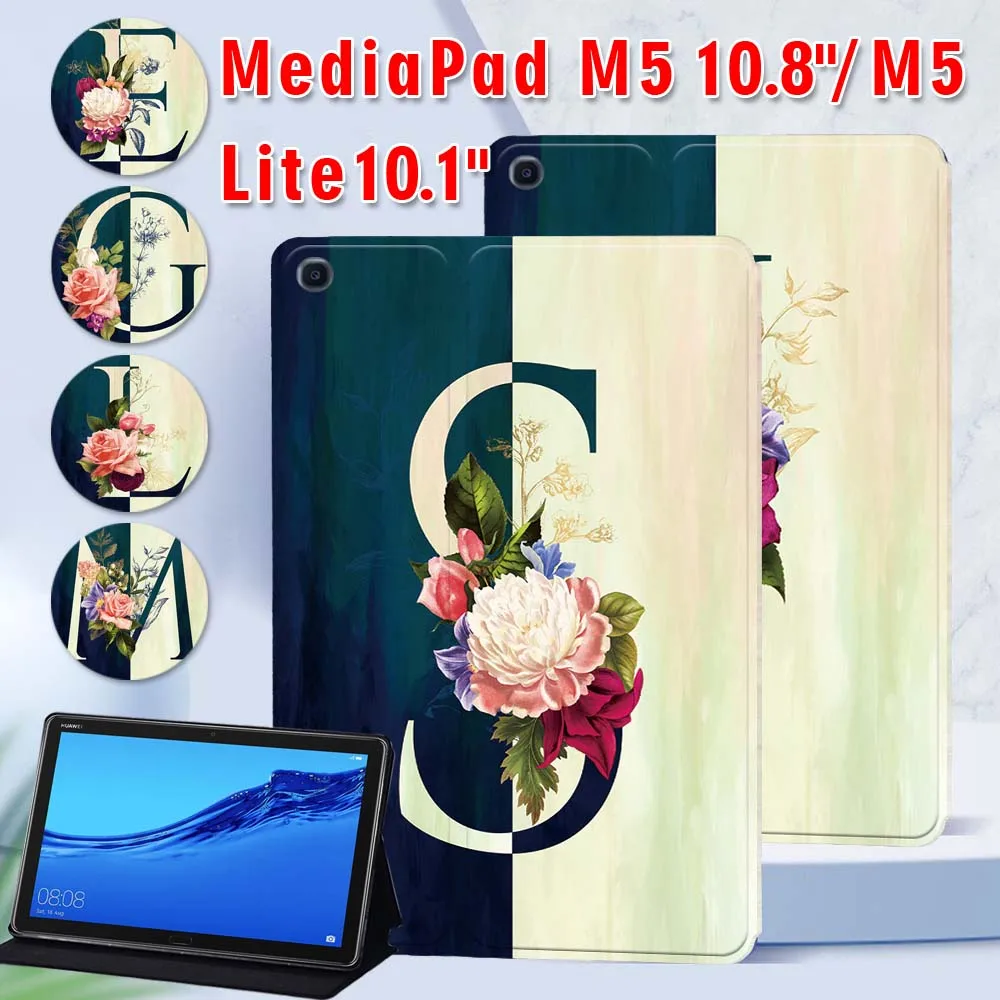 

26 Letter Pattern Series Tablet Case for Huawei MediaPad M5 10.8"/ MediaPad M5 Lite 10.1" + Free Stylus