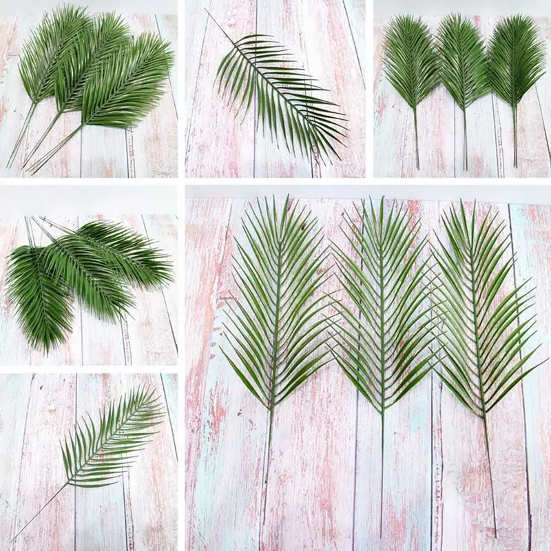 

1 Pc Artificial Leaves Fake Palm Leaves Tropical Plants Plastic Leafs Green Tree Garden Home Wedding Table Ornaments Decoration