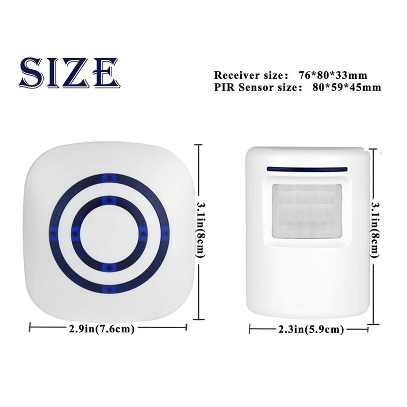 Deurbel, draadloze Business Deur Motion Sensor Detector Smart Bezoeker Deurbel Home Security Oprit Alarm Met 1 Plug-In Rece