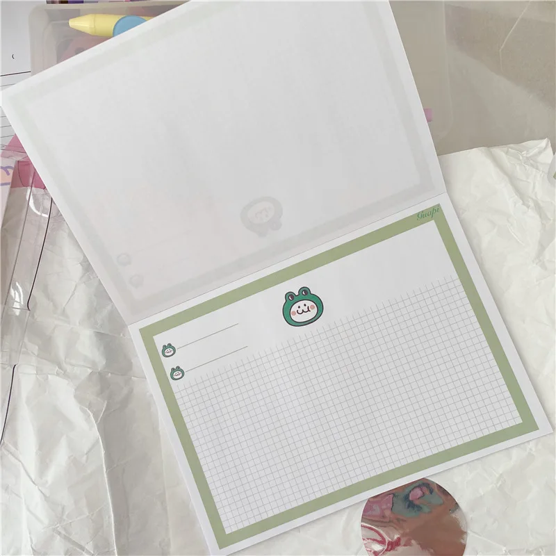 30 Sheets Cute Frog Grid Memo Pad Transverse B6 Notepad Korea Ins Student Creative Simple Kawaii Diy Diary Notebook Stationery