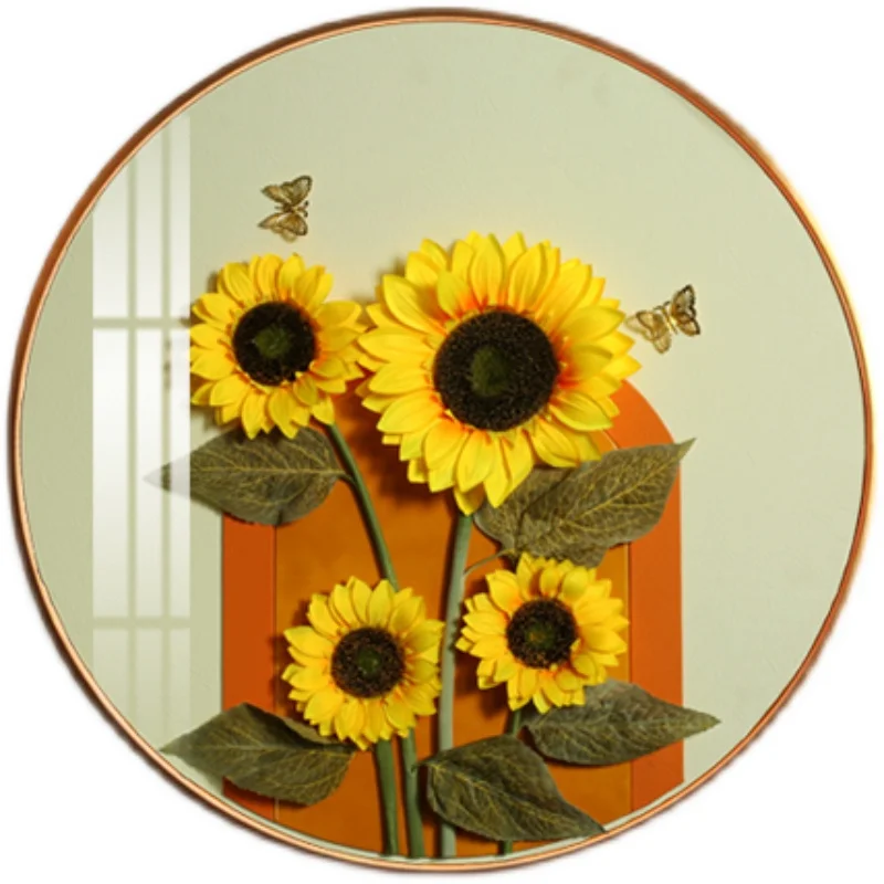 CX Sunflower round Decorative Painting Living Room Hanging Painting Hallway Entry Lux Style Mural Simple