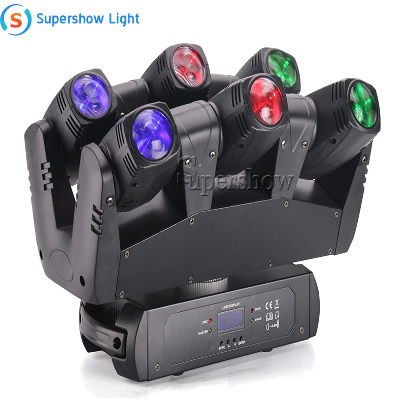 

6 Heads Colorful Dj Led 10w Rgbw Dmx Sound Activated Spider Moving Head Beam Laser Projector Light For Music Party Disco Ktv