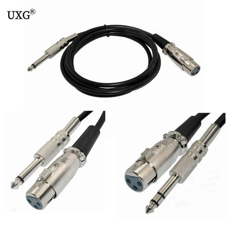 1/4''Jack 6.5mm Male to XLR Female Microphone Mono Cable Foil+Braided Shielded 1.8m 3m 5m 10m