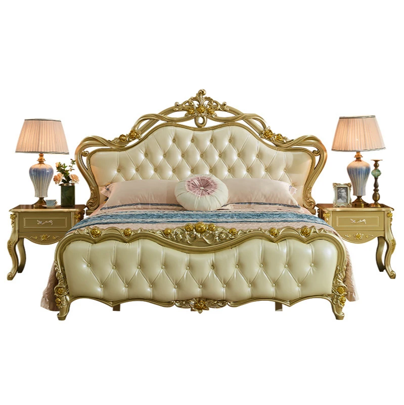 

European bed double bed wedding bed princess bed high-end champagne gold furniture