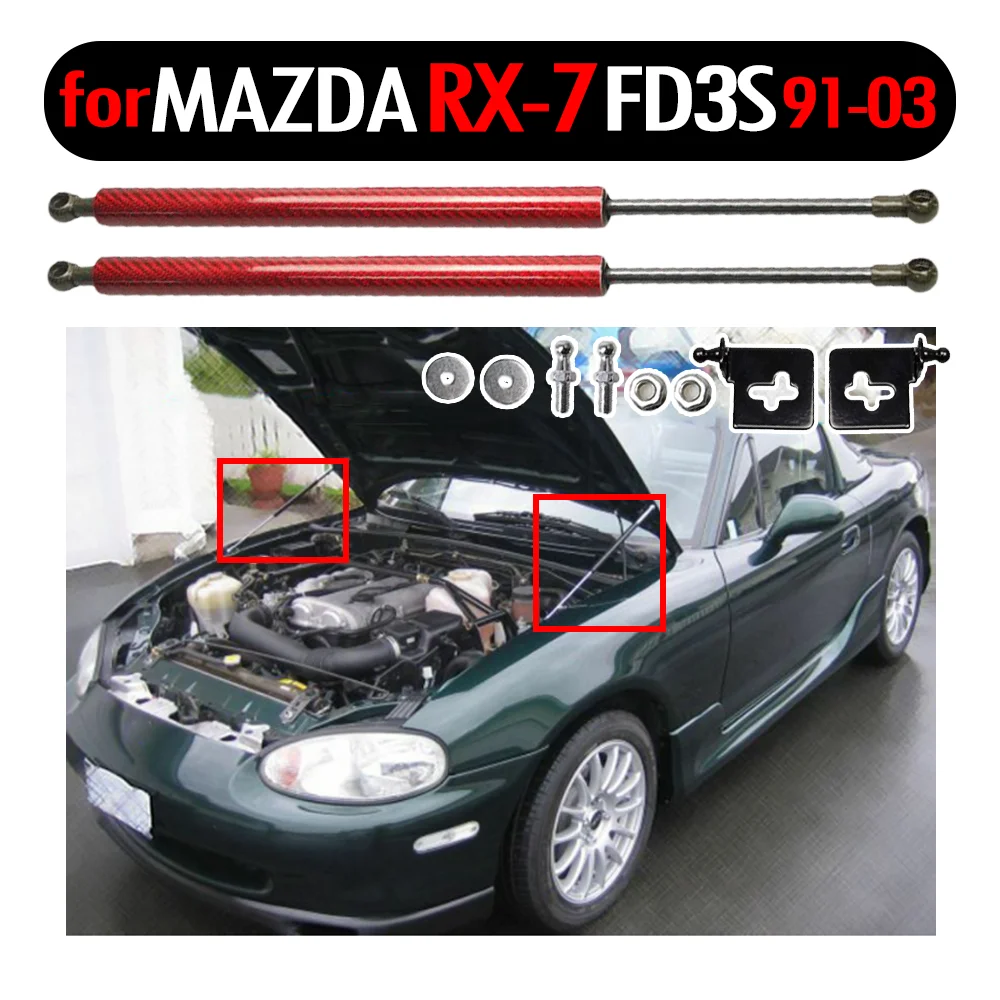 

for Mazda RX7 RX-7 FD3S 1991-2003 Front Bonnet Hood Modify Gas Struts Lift Support Shock Damper Accessories Absorber