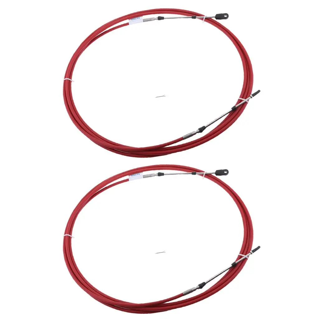 Conjunto de Cable de Control de cambio de acelerador fuera de borda para sistema de dirección de barco marino, rojo, 14 pies, 2 piezas