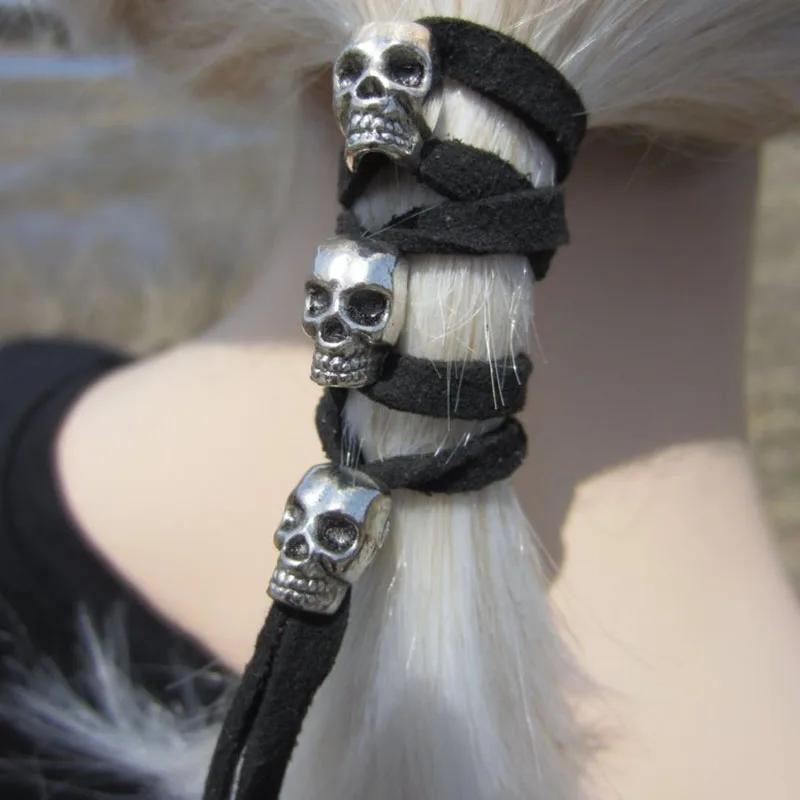 Hair Accessories Skull Jewelry Leather Ties Ponytail  Hair Glove Wrap