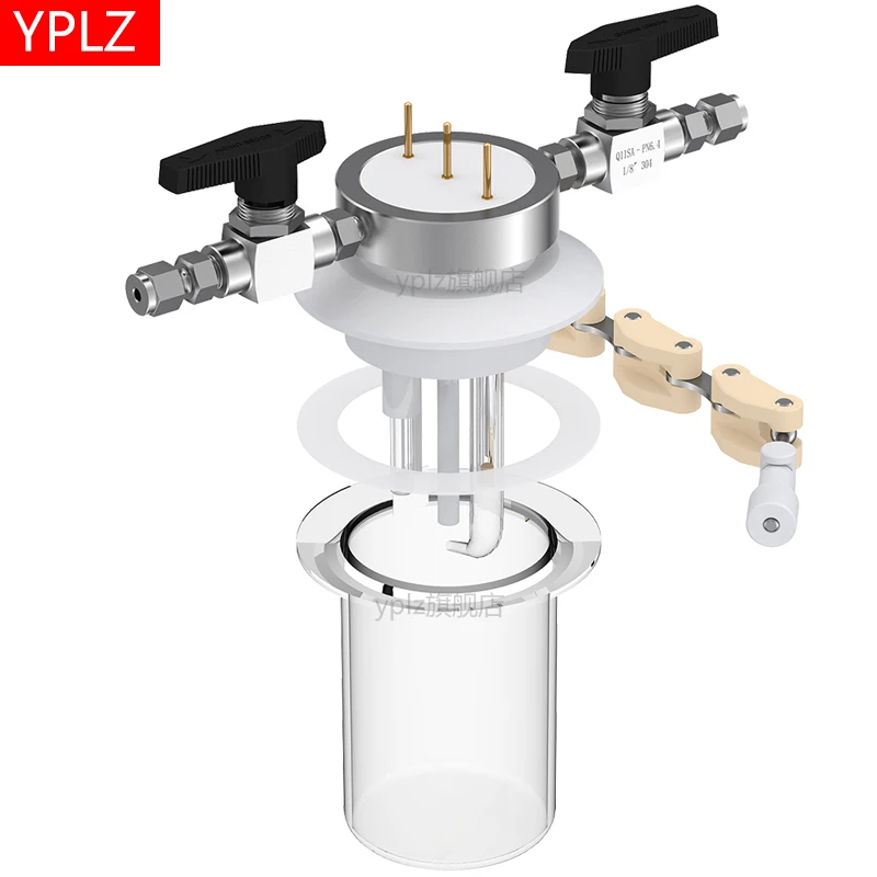 All quartz photoelectrochemical cell, spectroelectrochemical cell (bottom illumination)