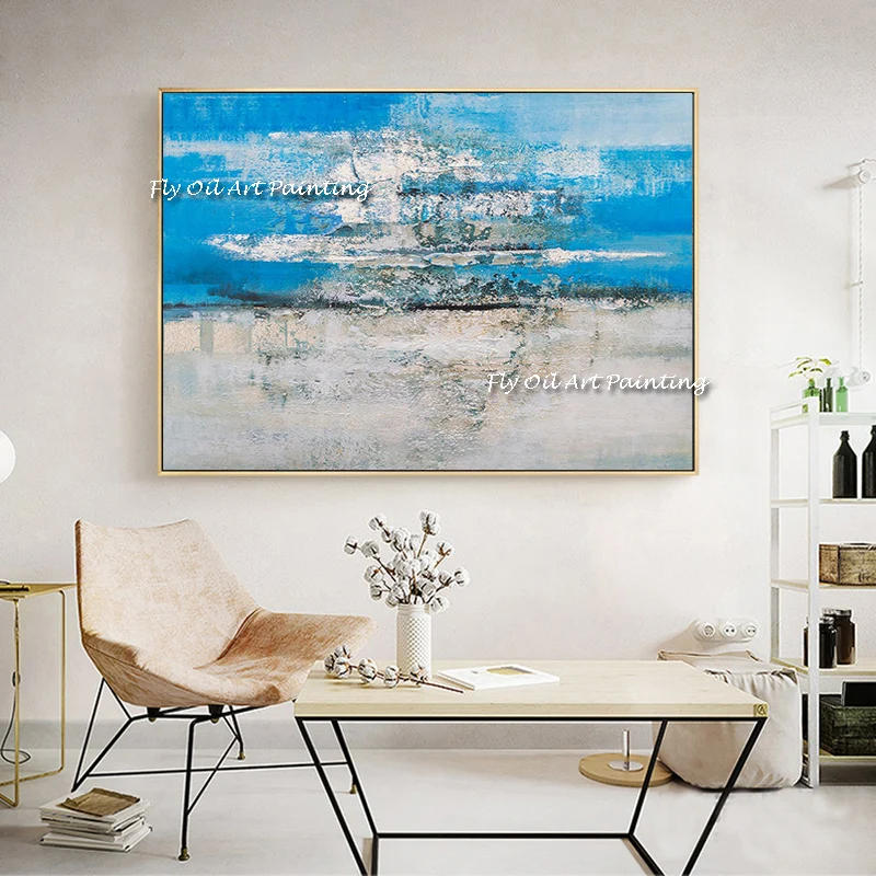 

The Hot Selling Abstract Hand Painted Oil Painting Art Wall Canvas Paintings For Home Decor Blue Sky Gray World Holiday Gifts