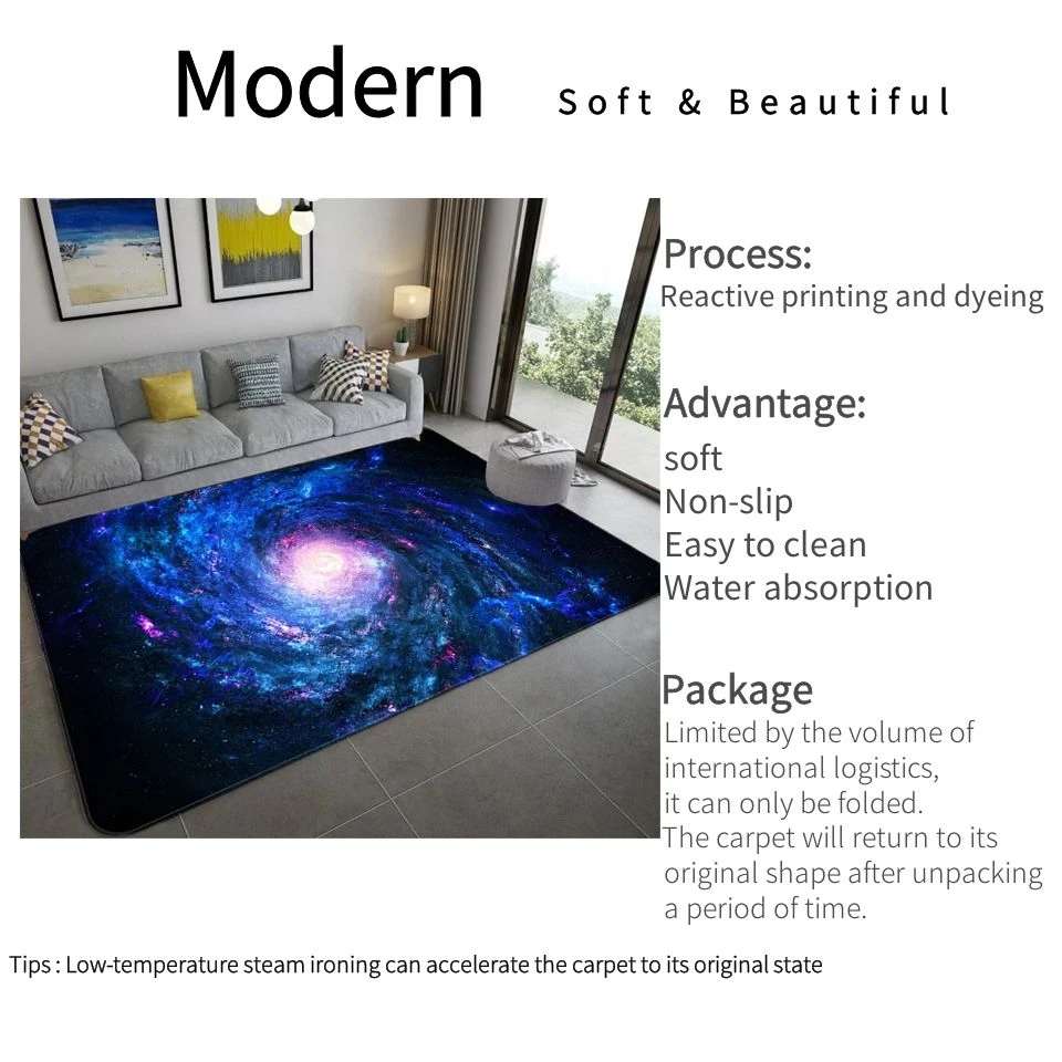 3D Blue Star Sky Carpet For Kids Room Soft Flannel Bedside Mat Space Carpet Rug Bedroom Non-slip Hallway Rugs Mat Washable