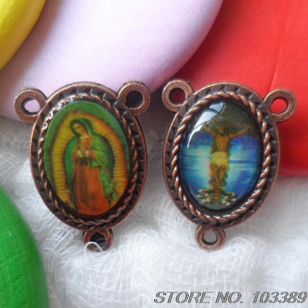 

50 шт./упак., бесплатная доставка, дешевый центральный элемент чотки Гваделупской, центр с 3 отверстиями, католический значок, очаровательный центральный элемент, специальное предложение