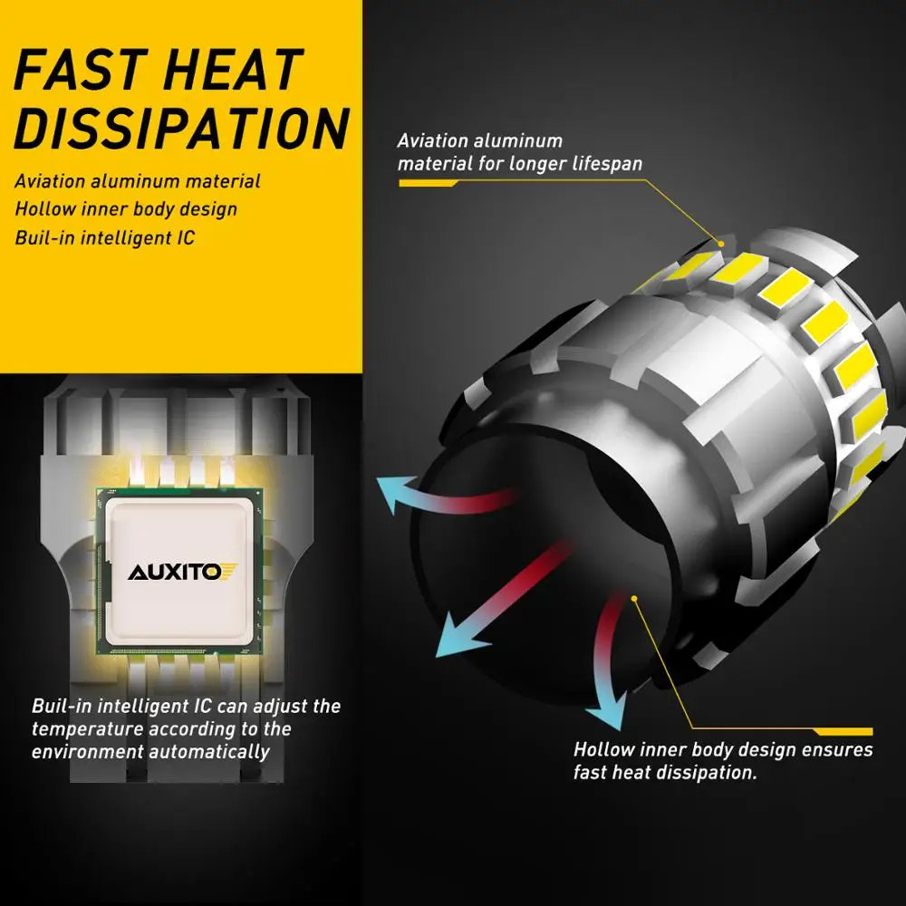 AUXITO 2x Led T20 7440 W21W WY215W LED Canbus 7443 SRCK W21/5W samochodowa żarówka LED światło kierunkowskazów lampa tylna hamulca 1200lm 12V