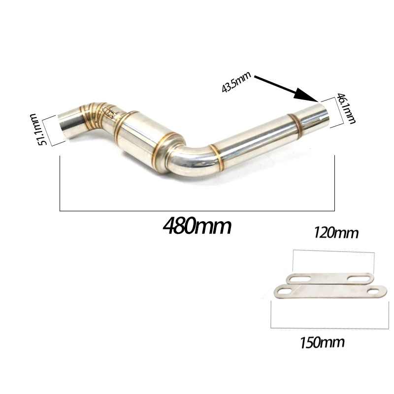 For Benelli BJ600GS 51mm Motorcycle Exhaust Front Pipe Muffler Middle Link Connect Pipe Catalyst Connection Slip On