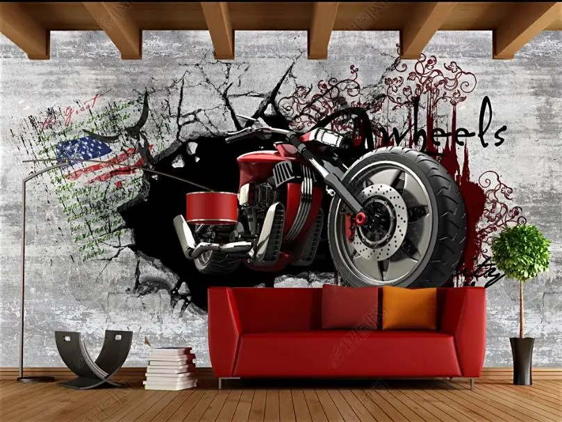 Custom wall wallpaper motorcycle living room bedroom murals 3D Background wall wall paper 3d European style