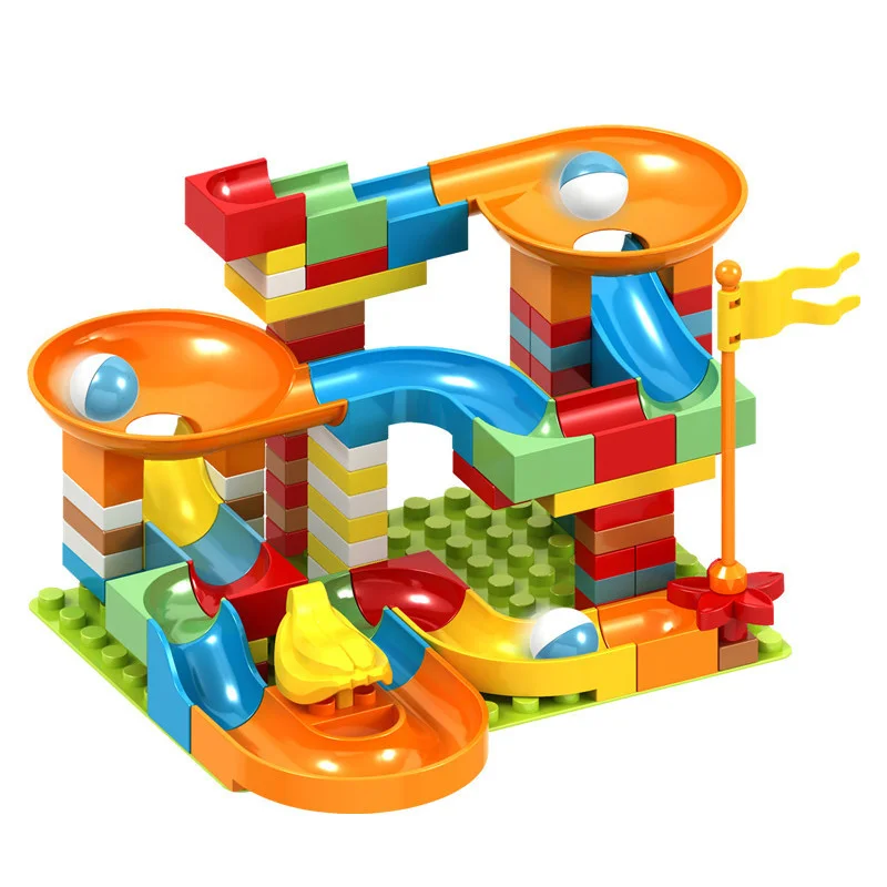 200PCS Marble Race Run Big Block DIY Construction Building Blocks Funnel Slide Assembly Bricks Educational Toys For Children