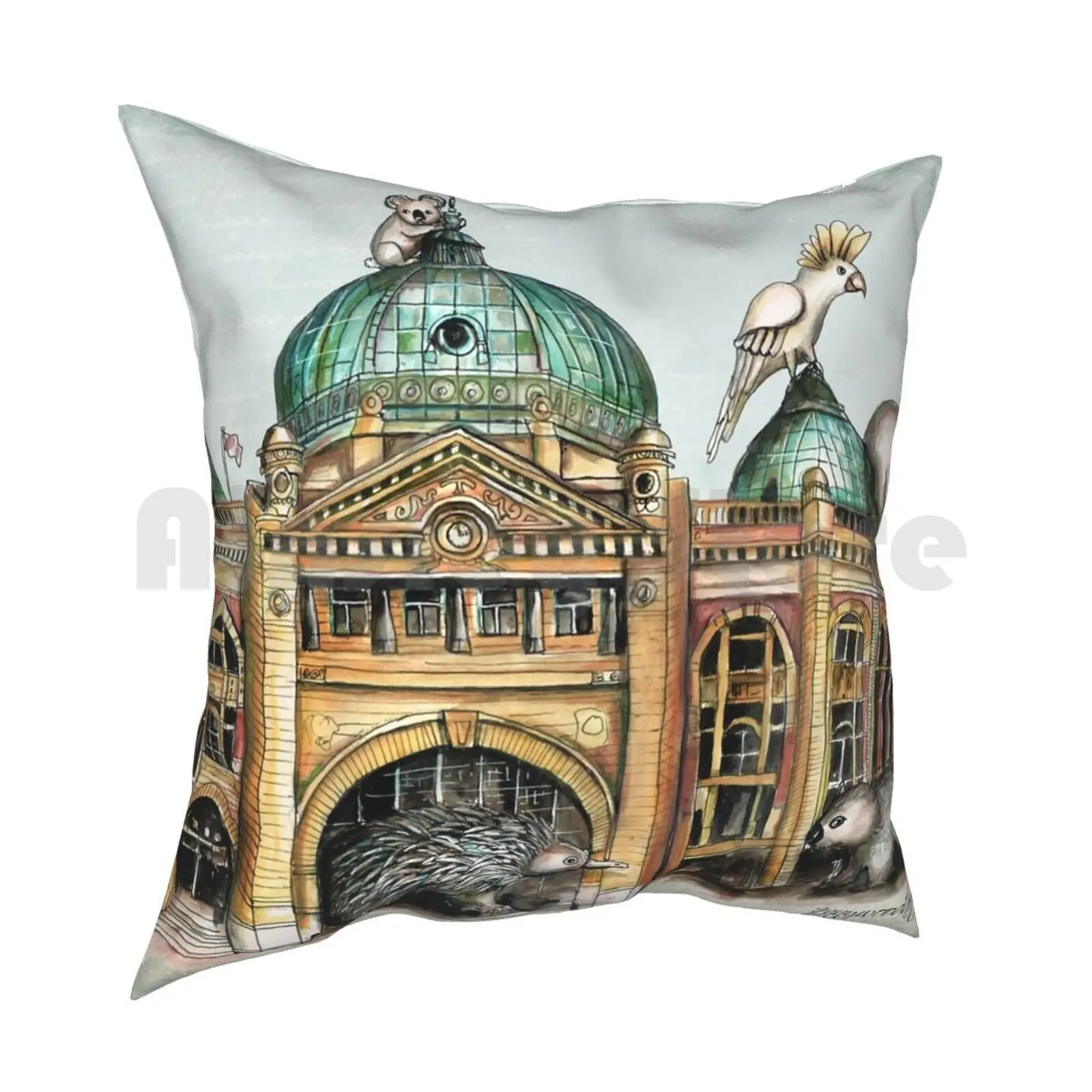 Flinders Street Station Melbourne Pillow Case Printed Home Soft DIY Pillow cover Flinders Street Melbourne Australia