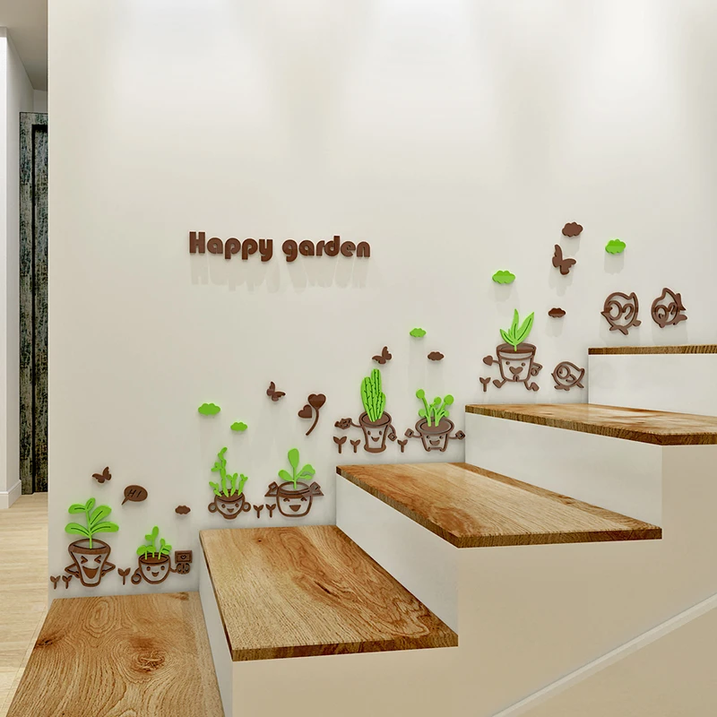 WS122 Flower basin 3D stereo wall with acrylic children's room closet cartoon cartoon bedroom living room staircase room