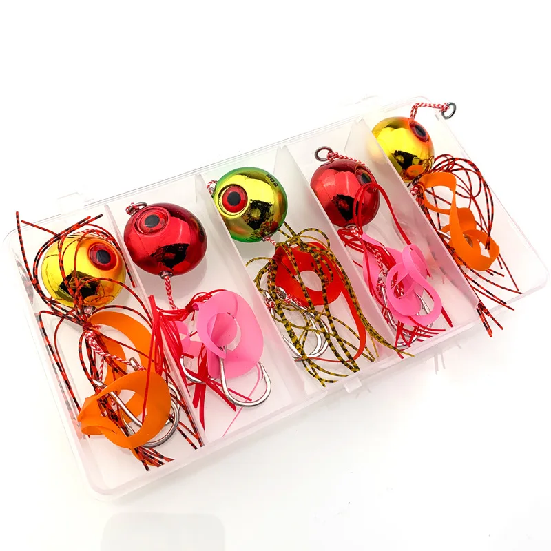 

5pcs box Inchiku Jigging Lures Sliding kabura 150g 120g 100g 80g 60g 40g Slider Snapper/Sea bream Jig head with BKK assist hook