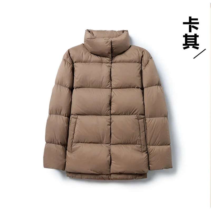 

Sanishroly Autumn Winter Women Stand Collar White Duck Down Jacket Puffer Parkas Lady Warm Thicken Down Coat Short Outwear Tops