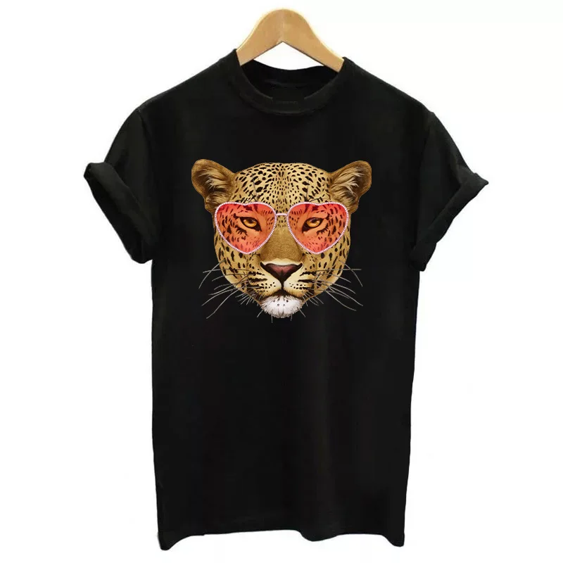 Glasses Leopard Patch Iron-On Transfers For Clothing DIY Washable Man T-Shirt Sticker Animals Ironing Patch Appliqued On Clothes