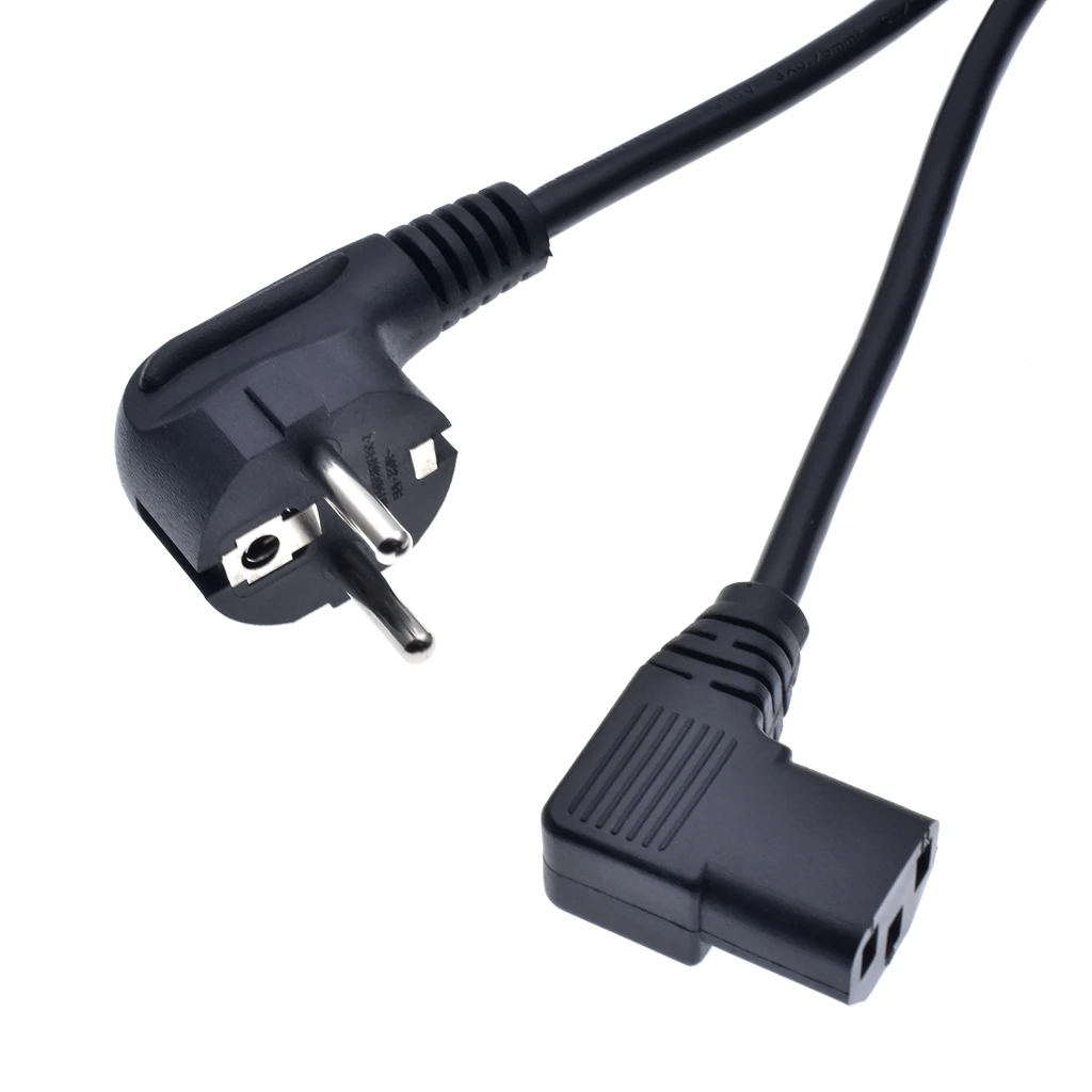 1.8M/6FT C13 IEC Kettle 90 right angle Degree to European 2 pin Round AC EU Plug Power Cable Lead Cord PC 180CM