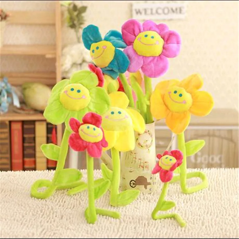 1 pçs coreia girassol brinquedos de pelúcia cortina fivela adorável rosto sorridente clipes flor de pelúcia vincular corda presente do dia dos namorados