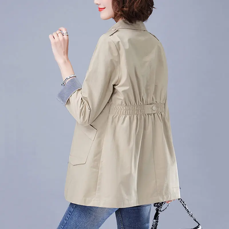 

4XL Spring Jacket Windbreaker Women's Mid-length 2020 Autumn New Light Coat Single Breasted Slim Female Outerwear r335