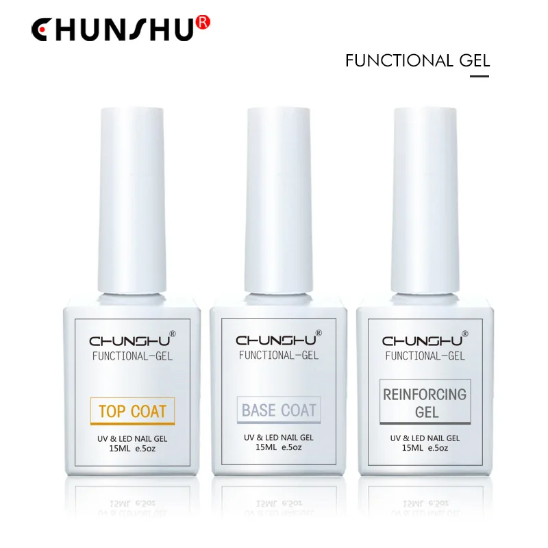 CHUNSHU 15Ml Matte Top Coat Function Gels Soak Off LED Base Primer UV Gel Nail Polish Semi Permanant Long Lasting Manicure Salon