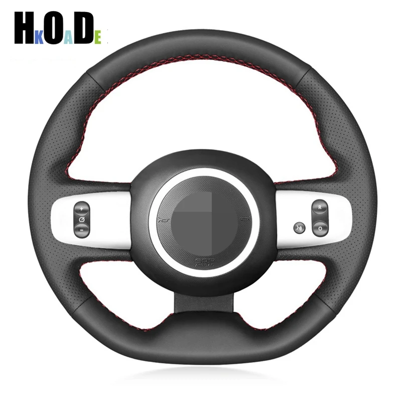 DIY Black Hand-sewing Steering Wheel Cover Artificial Leather Car Steering Wheel Covers For Renault Twingo 3 2014-2019
