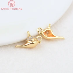 (656)6PCS 9.4x16.3MM Hole 1MM 24K Gold Color with Zircon Bottle Pendants Charms High Quality Jewelry Making Findings Accessories