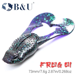 B&U Frog Floating lure Curved Tail Artificial Wobblers Fishing Lures Soft Baits Silicone Shad Worm Bass lure souple