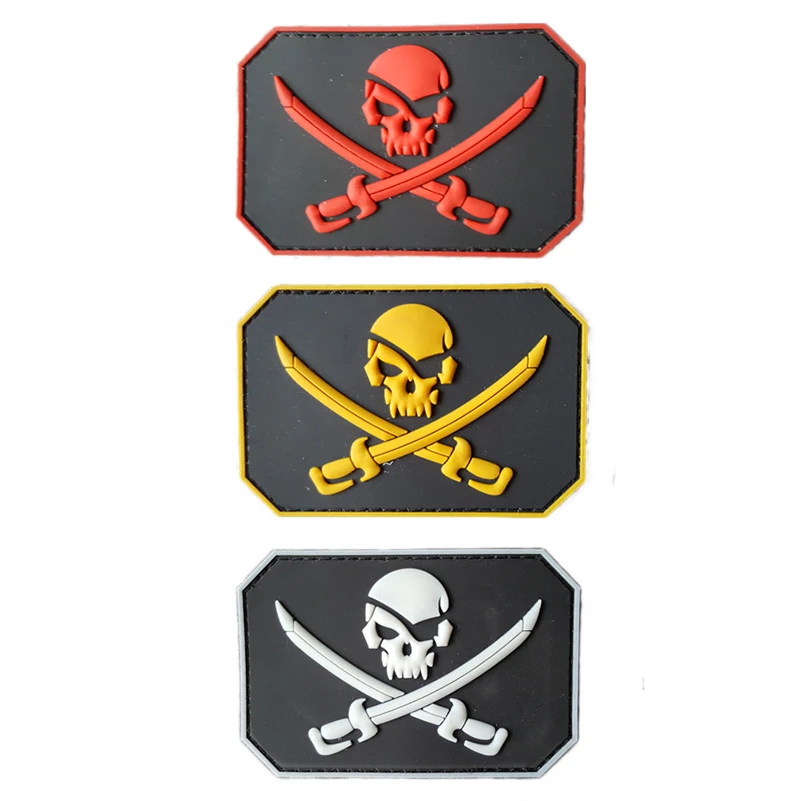 Pirate Skull Swords Glow Army  3d Pvc Badge Swat Patch Rubber Military Tactical Patch Military Armband Tactical Patches