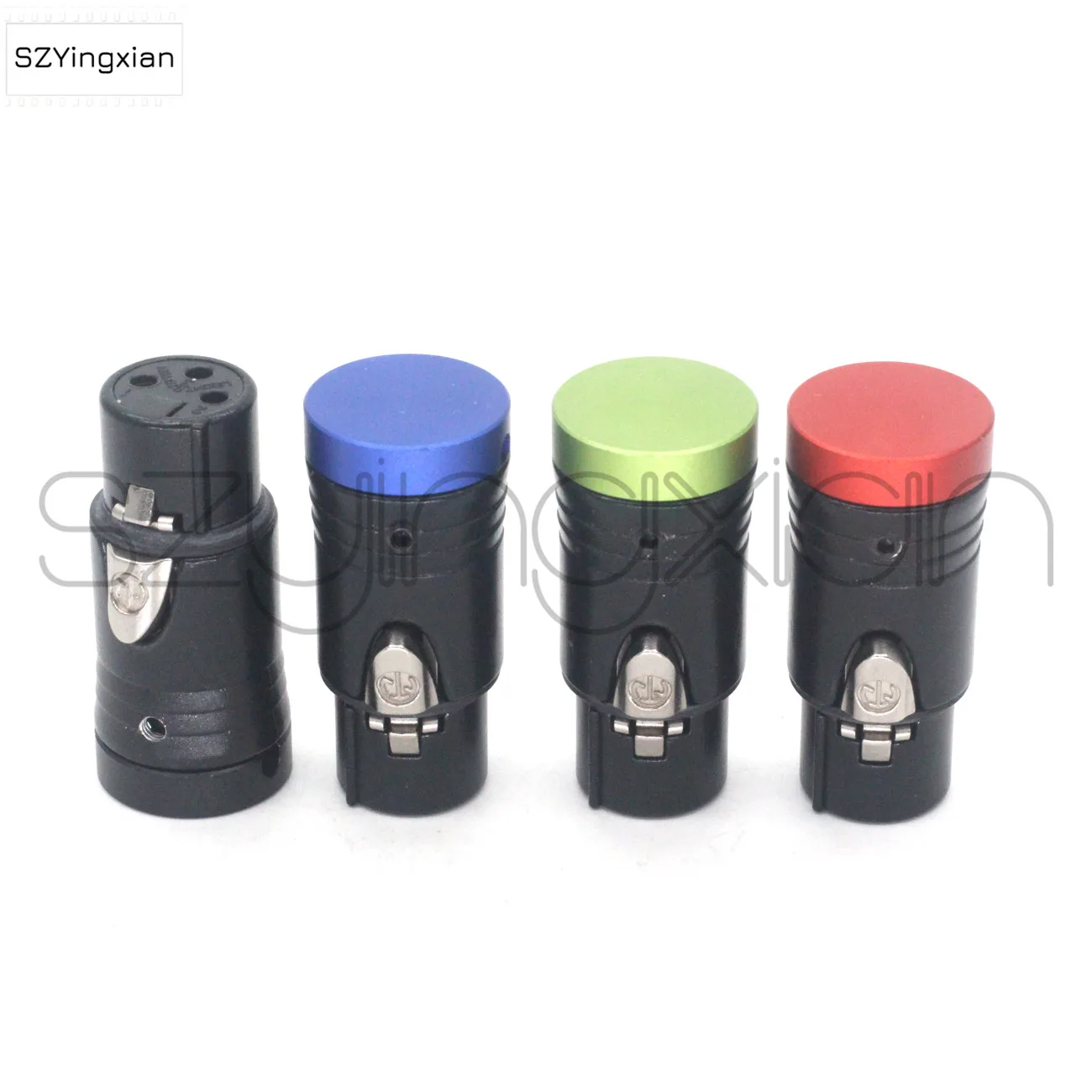 Red, green, blue and black flat cover short XLR 3-pin female connector NEUTRIK Canon 3-pin metal cover can be rotated 360 degree