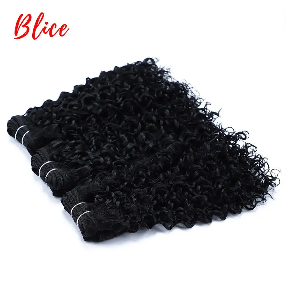 

Blice 10-24 Inch Pure 1B# Color Curly Weave Bundles 3PCS/Pack Heat Resistant Kanekalon Synthetic Hair Weaving Afro Black