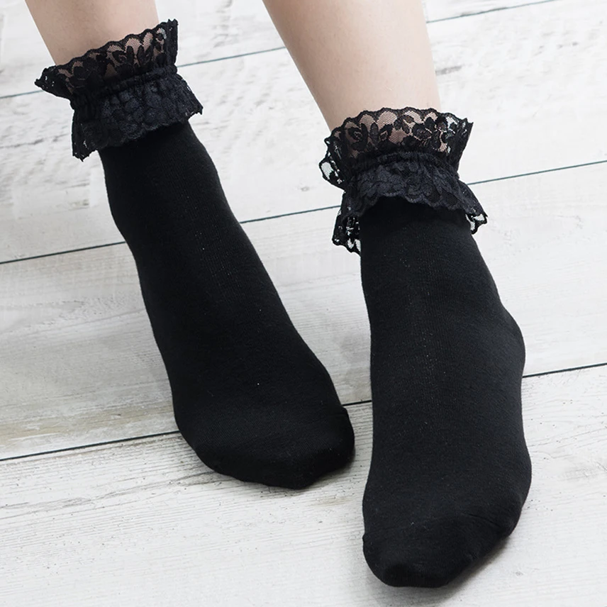 

New Woman Lace Ankle Socks Knitted Socks Japanese Style Student Kawaii Socks Ladies Vintage Cotton Autumn Lovely Short Socks